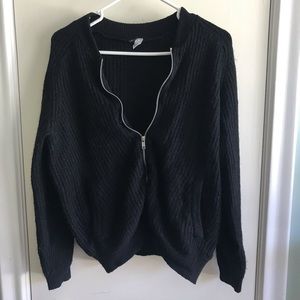 H&M black wool zip up